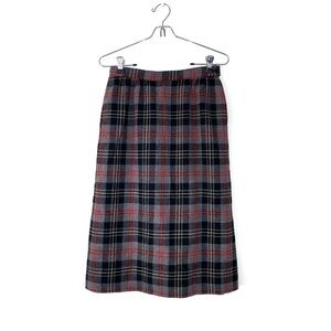 Pendleton Vintage Virgin Wool Midi Black Red Grey Plaid School Girl Skirt size6p